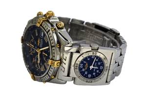 Thumbnail von Breitling Crosswind Chronograph rare blue UTC Pilot B&P