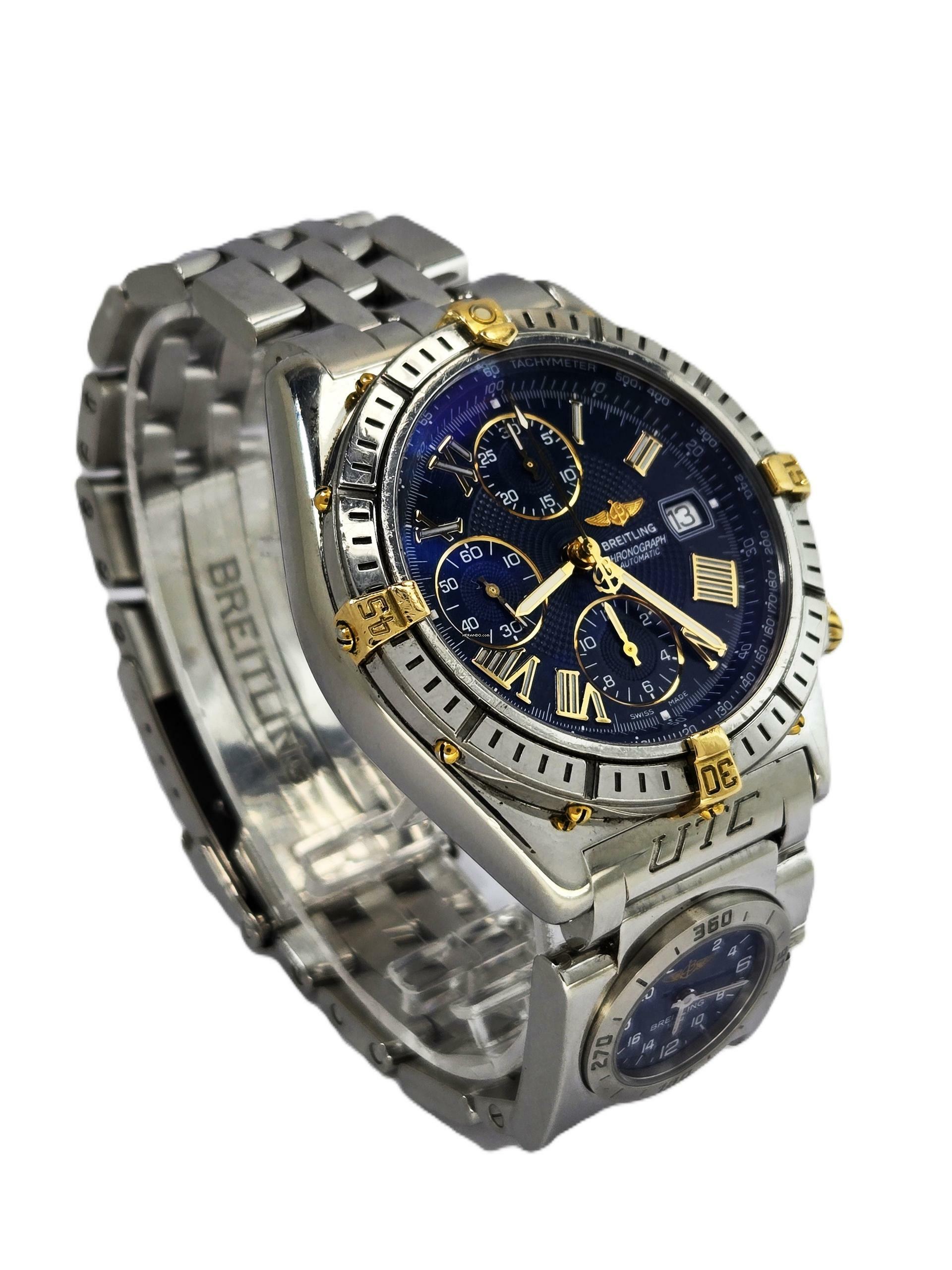 Thumbnail von Breitling Crosswind Chronograph rare blue UTC Pilot B&P