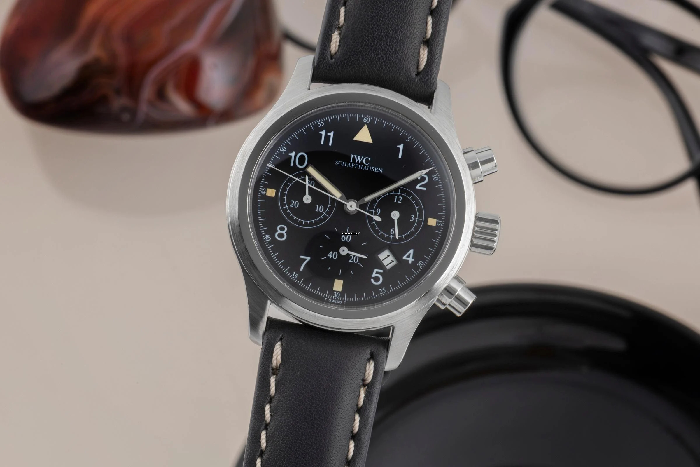 IWC Fliegeruhr Chronograph Pilot Chronograph Edelstahl Quarz Herrenuhr Edelstahl Ref. IW374101