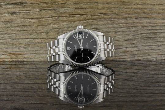  Tudor Prince Date 74034 Black Dial Automatik 34MM Stahl / Weißgold 