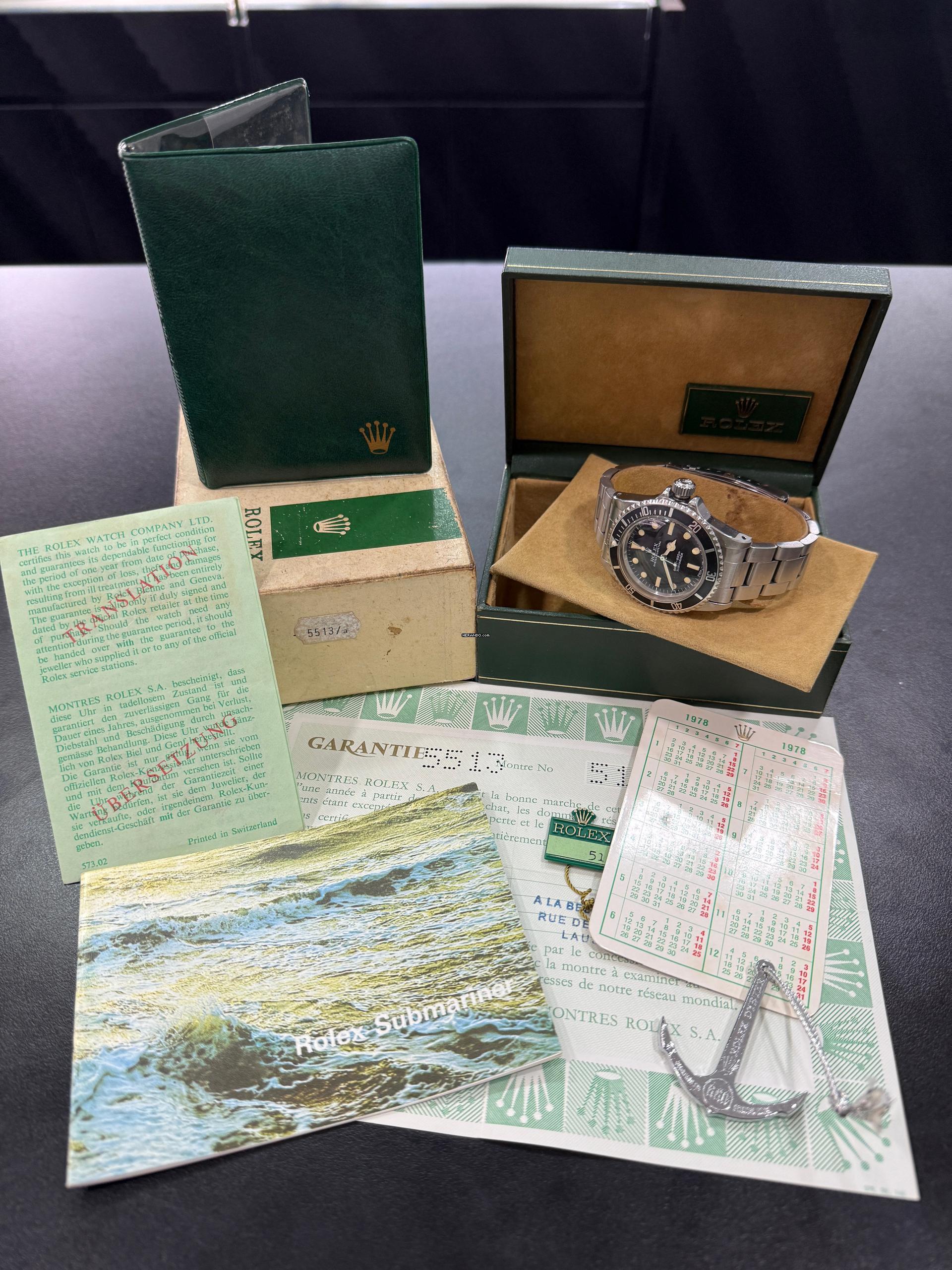 Rolex Submariner (No Date) 5513 Submariner Maxi MK1 Full Set!