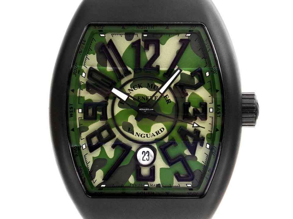  Franck Muller Vanguard Camouflage Titan PVD Automatik Armband Leder Kautschuk Faltschließe 53x44mm Box&Pap. Full Set Neu 