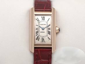 Thumbnail von Cartier Tank Américaine Lady Tank Americaine Rosegold 750 Lederband W2607456 Damen Gold