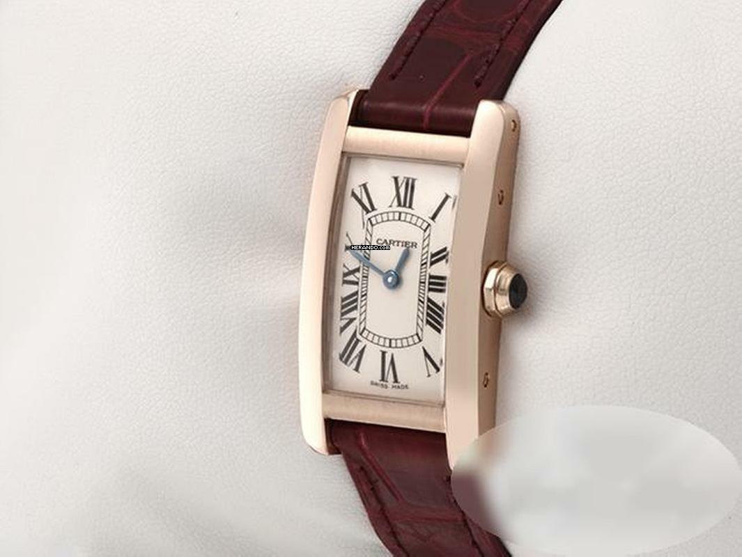 Thumbnail von Cartier Tank Américaine Lady Tank Americaine Rosegold 750 Lederband W2607456 Damen Gold