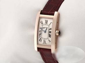 Thumbnail von Cartier Tank Américaine Lady Tank Americaine Rosegold 750 Lederband W2607456 Damen Gold