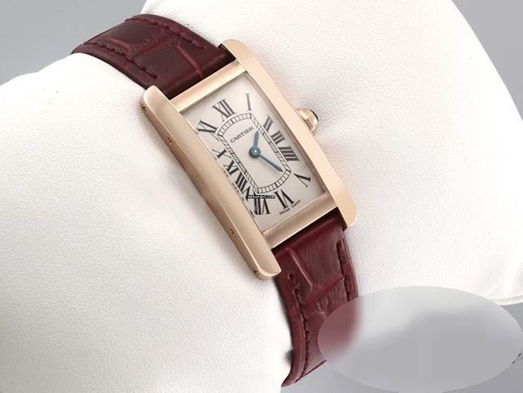 Thumbnail von Cartier Tank Américaine Lady Tank Americaine Rosegold 750 Lederband W2607456 Damen Gold
