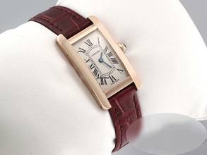 Thumbnail von Cartier Tank Américaine Lady Tank Americaine Rosegold 750 Lederband W2607456 Damen Gold