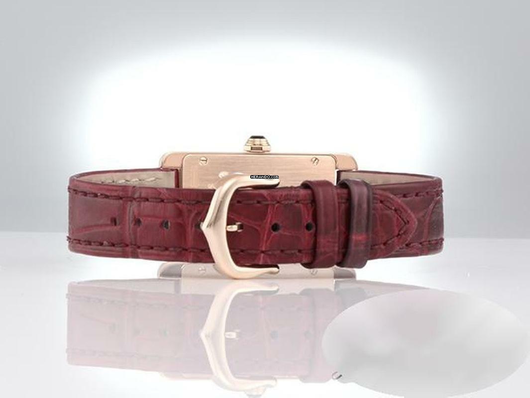 Thumbnail von Cartier Tank Américaine Lady Tank Americaine Rosegold 750 Lederband W2607456 Damen Gold
