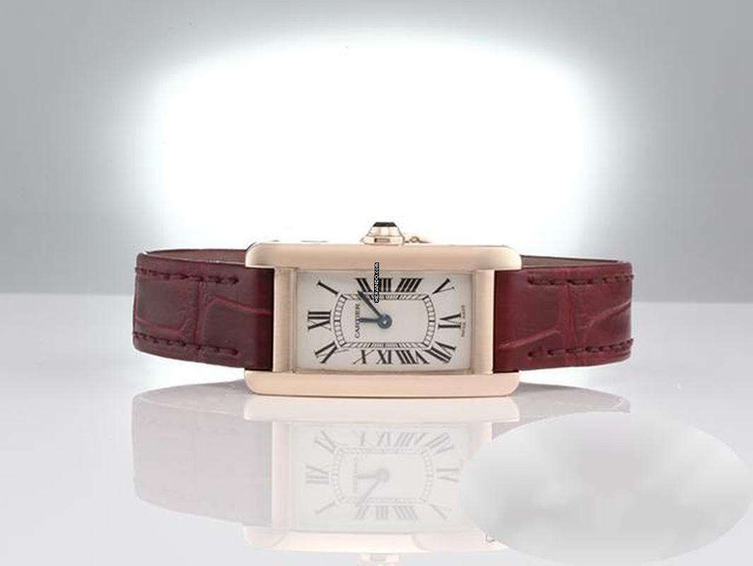 Thumbnail von Cartier Tank Américaine Lady Tank Americaine Rosegold 750 Lederband W2607456 Damen Gold