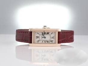 Thumbnail von Cartier Tank Américaine Lady Tank Americaine Rosegold 750 Lederband W2607456 Damen Gold