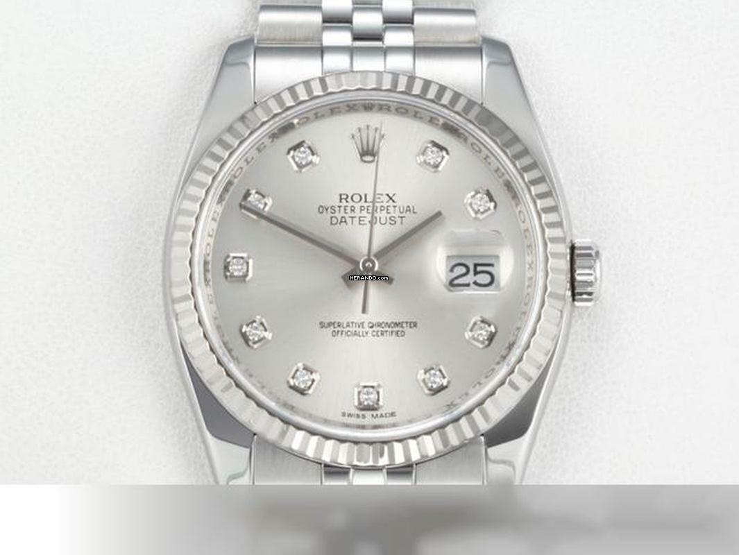  Rolex Datejust 36 36mm 116234 2017 Stahl Weissgold 750 Diamanten Automatik Stainless Steel 18kt White Gold Jubilé-band Chronometer Oyster 
