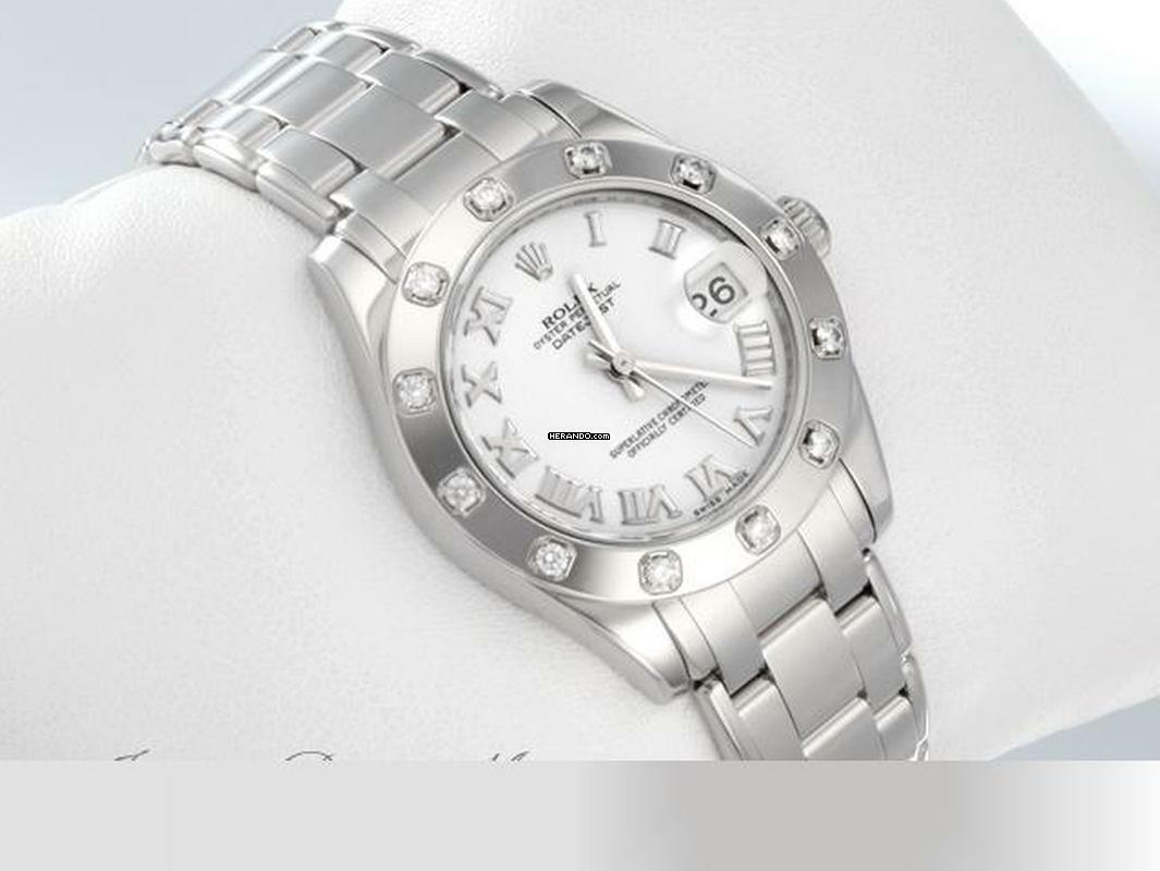 Rolex Lady-Datejust Pearlmaster 34 81319 2011 Weissgold 750 Diamanten Automatik Medium 18kt White Gold