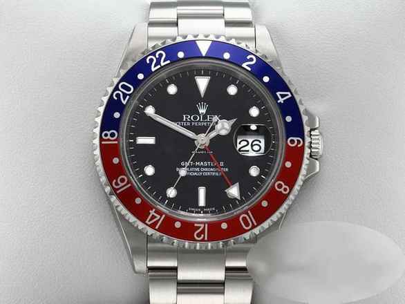  Rolex GMT-Master II Stahl 16710 T Pepsi 2004 Automatik Zweite Zeitzone Blau Rot Stainless Steel Oyster-band Chronometer Black Dial 