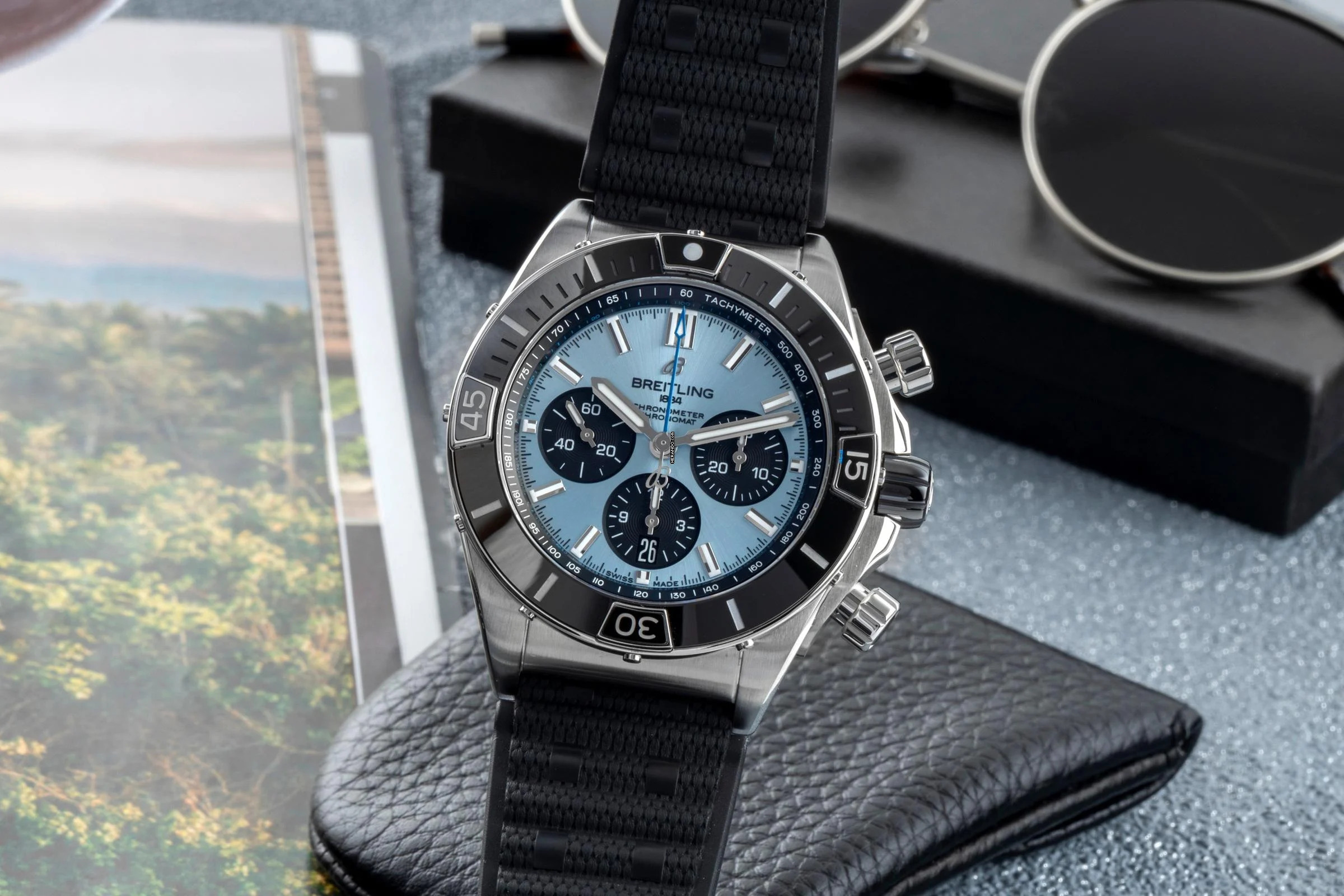  Breitling Chronomat 44 B01 Ice Blue Stahl / Platin Ref. PB0136251C1S1 B&P 2024 