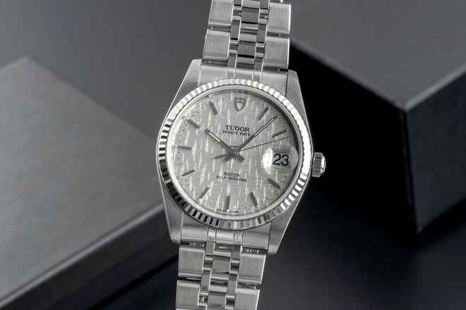  Tudor Prince Date Edelstahl/Weissgold Automatik Herrenuhr Medium Ref. 74034 B&P 