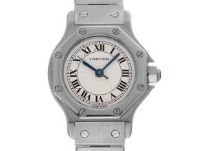 Thumbnail von Cartier Santos Octagon PM kleines Modell Ref.187903 1992 original Box sehr gut Vintage