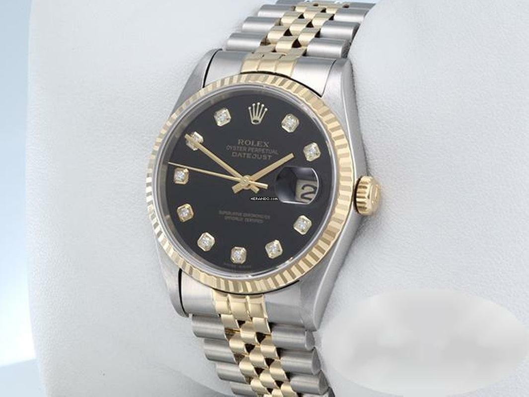 Rolex Datejust 36 36mm 16233 1995 Stahl Gelbgold 750 Diamanten Automatik