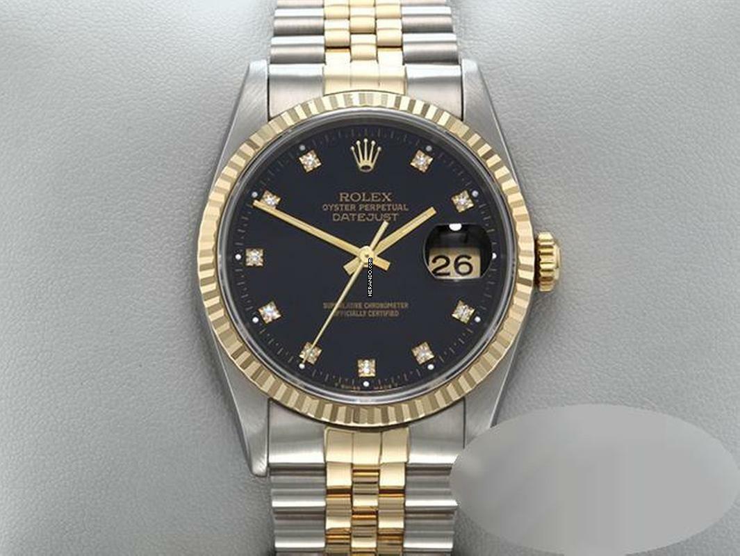  Rolex Datejust 36 36mm 16233 Stahl Gold 750 Diamanten Automatik Herren Damen Stainless Steel 18kt Yellow Gold Jubilé-band Chronometer Black Dial 