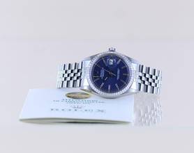 Thumbnail von Rolex Datejust 36 1603 blue dial Jubilé Plexiglas Automatik 1981 blau 36mm