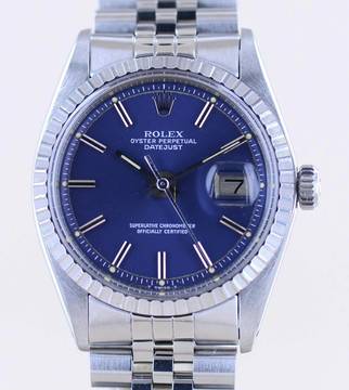  Rolex Datejust 36 1603 blue dial Jubilé Plexiglas Automatik 1981 blau 36mm 