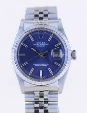 Thumbnail von Rolex Datejust 36 1603 blue dial Jubilé Plexiglas Automatik 1981 blau 36mm