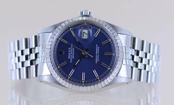 Thumbnail von Rolex Datejust 36 1603 blue dial Jubilé Plexiglas Automatik 1981 blau 36mm