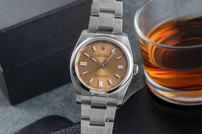  Rolex Oyster Perpetual 36 White Grape Stahl Automatik Herrenuhr Ref. 116000 