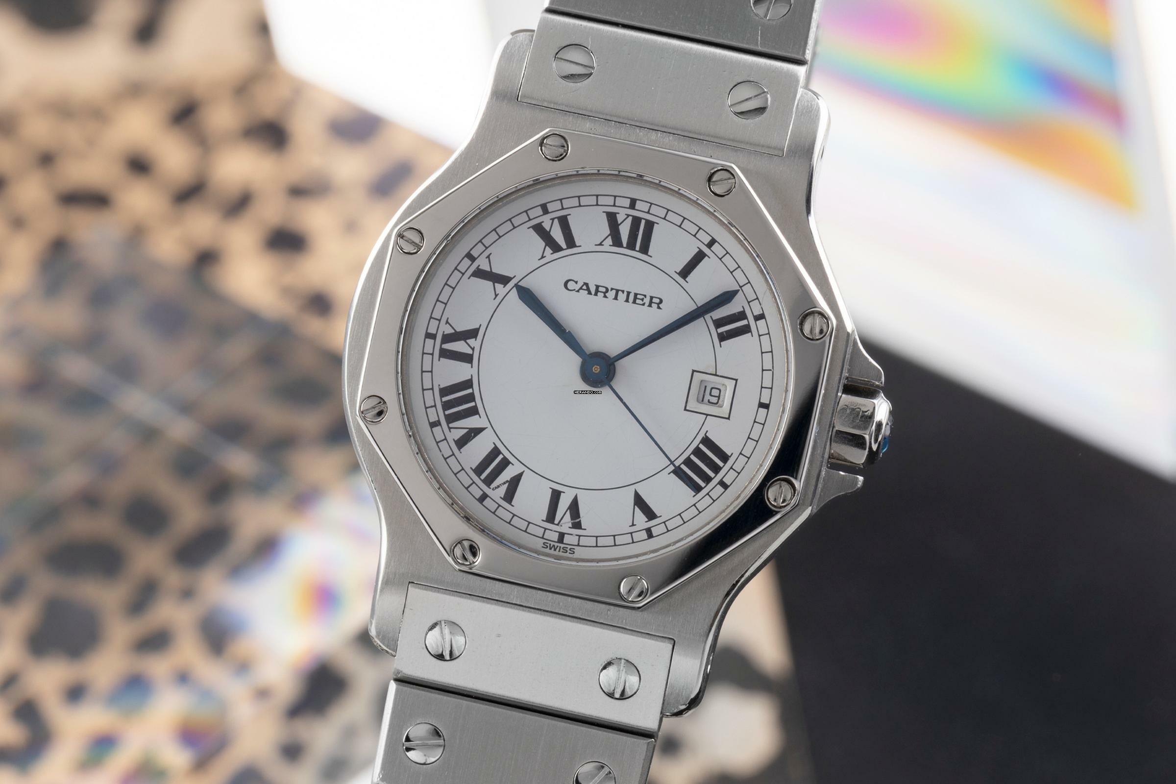  Cartier Santos Ronde GM Octagon Automatik Edelstahl Herrenuhr Medium Ref. 2965 