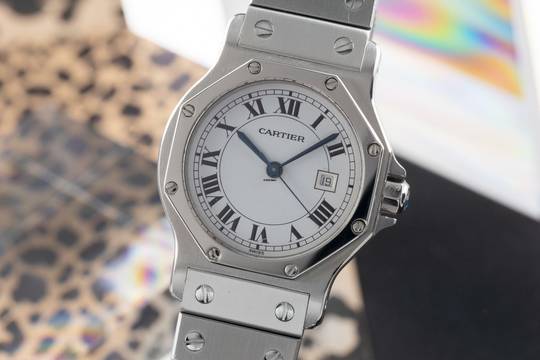  Cartier Santos Ronde GM Octagon Automatik Edelstahl Herrenuhr Medium Ref. 2965 