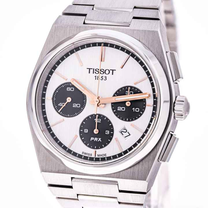  Tissot PRX Chronograph Panda – T137.427.11.011.00 – like NEW – 2023 Full Set 
