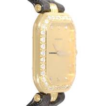 Thumbnail von BUCHERER Damenarmbanduhr mit Diamantzifferblatt und Brillantlünette Quarz aus 750 Gelbgold mit Lederband