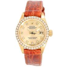 Thumbnail von Rolex Lady-Datejust Damenuhr Lady Datejust 69138 mit Diamantzifferblatt und Brillantlünette Automatik aus 750 Gelbgold und Lederband