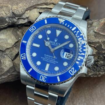  Rolex Submariner Date Submariner Smurf 750 Weißgold - FULLSET 2009 EU - Ref. 116619LB 