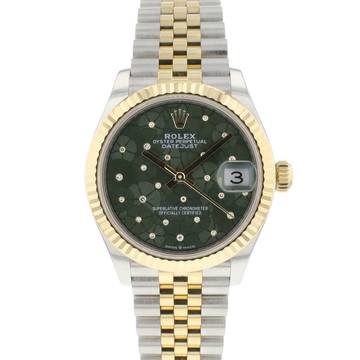  Rolex Datejust 31 Gold Steel Green Diamond Flower Dial 