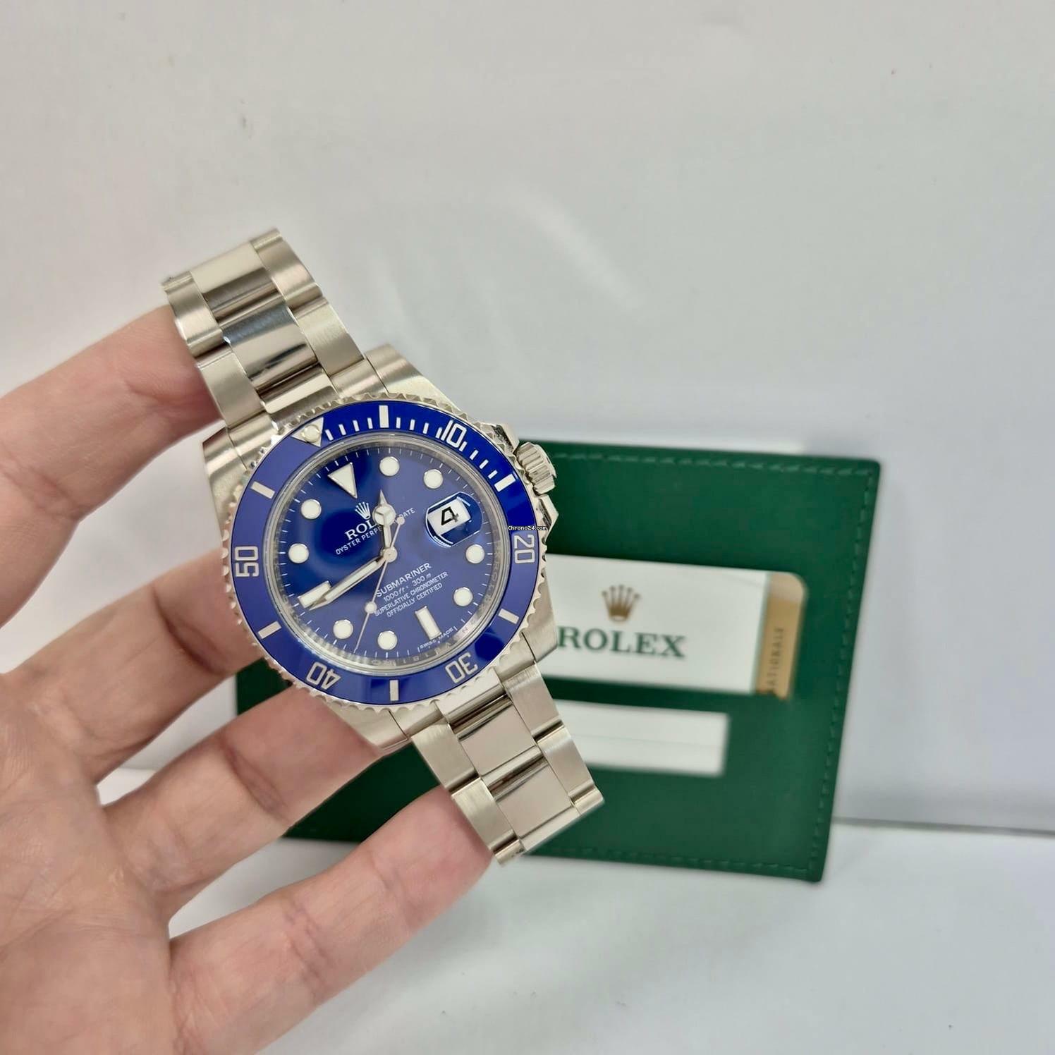 Rolex Submariner Date Smurf Ouro Branco Blue Dial 40mm Automático Completo