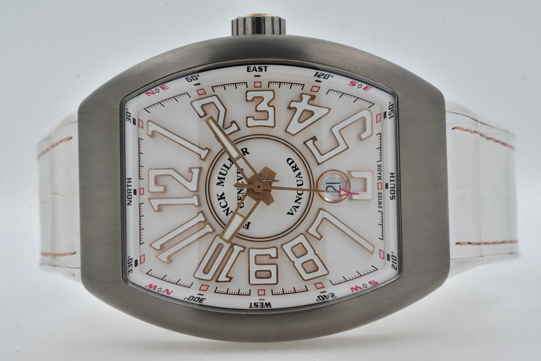  Franck Muller Vanguard Titanium 18k Ros Gold Limited V45 SC DT White Dial 