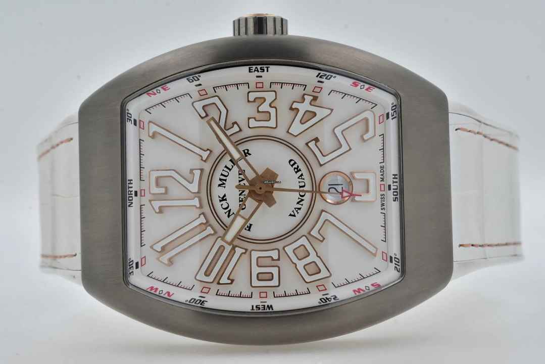  Franck Muller Vanguard Titanium 18k Ros Gold Limited V45 SC DT White Dial 