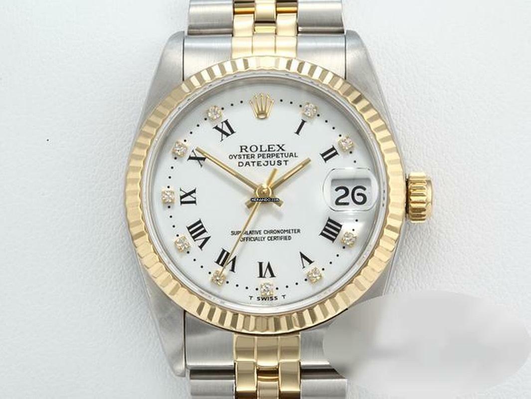  Rolex Datejust 31 Medium Stahl Gelbgold 750 Diamanten Automatik Stainless Steel 18kt Yellow Gold Stahl Jubilé-band Chronometer Oyster White Dial 