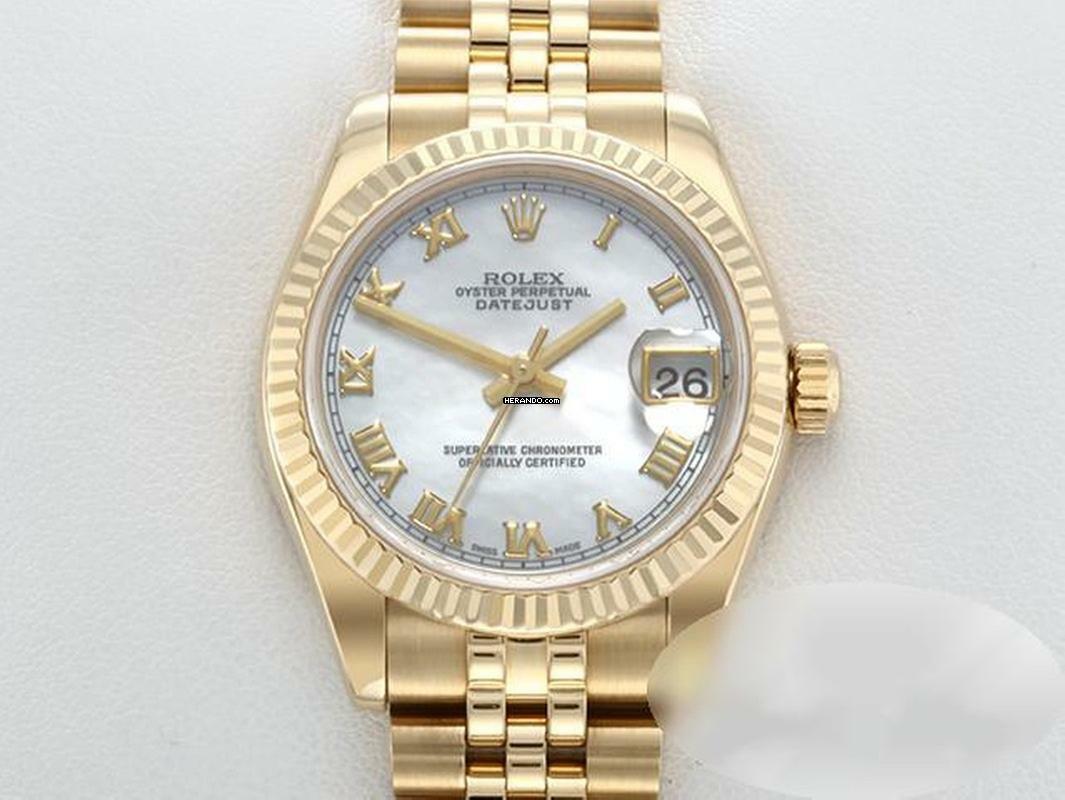 Rolex Datejust 31 31mm Medium 178278 Gelbgold 750 Perlmutt Automatik 18kt Yellow Gold Damen Mother Of Pearl Jubilé-band Chronometer Oyster