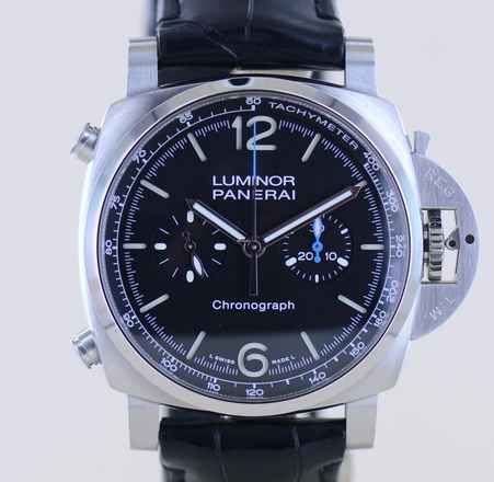  Officine Paneral Luminor Chronograph 44mm Steel 1109 Black Dial 44mm B+P 