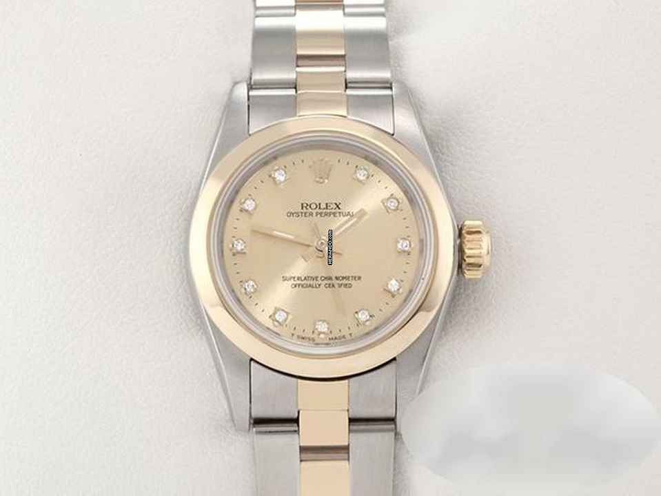  Rolex Oyster Perpetual Edelstahl Gelbgold 750 Diamanten Automatik Gold 