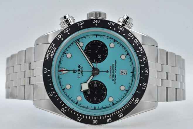  Tudor Heritage Black Bay Chronograph 79360N Tiffany Flamingo Blue Dial Verklebt Stickers 