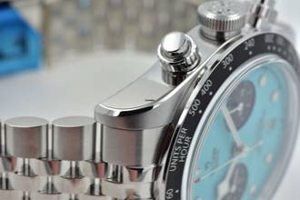 Thumbnail von Tudor Heritage Black Bay Chronograph 79360N Tiffany Flamingo Blue Dial Verklebt Stickers