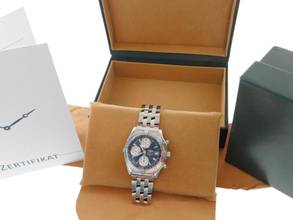Thumbnail von Breitling Chronomat GT mit Pilotband im Top Zustand blaues Blatt 40 mm seltenes blaues Blatt mit dem Original Breitling Pilotband