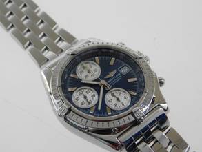 Thumbnail von Breitling Chronomat GT mit Pilotband im Top Zustand blaues Blatt 40 mm seltenes blaues Blatt mit dem Original Breitling Pilotband