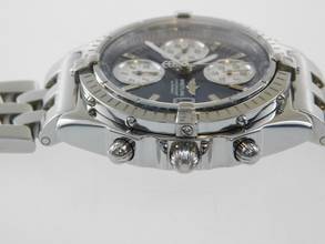 Thumbnail von Breitling Chronomat GT mit Pilotband im Top Zustand blaues Blatt 40 mm seltenes blaues Blatt mit dem Original Breitling Pilotband