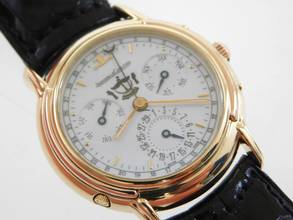 Thumbnail von Jaeger-LeCoultre Odysseus 18 Karat Gelbgold Odysseus Vollkalender Automatik Brunai Wappen Porzellan Zifferblatt Brunei Darussalam Wappen Vollkalender