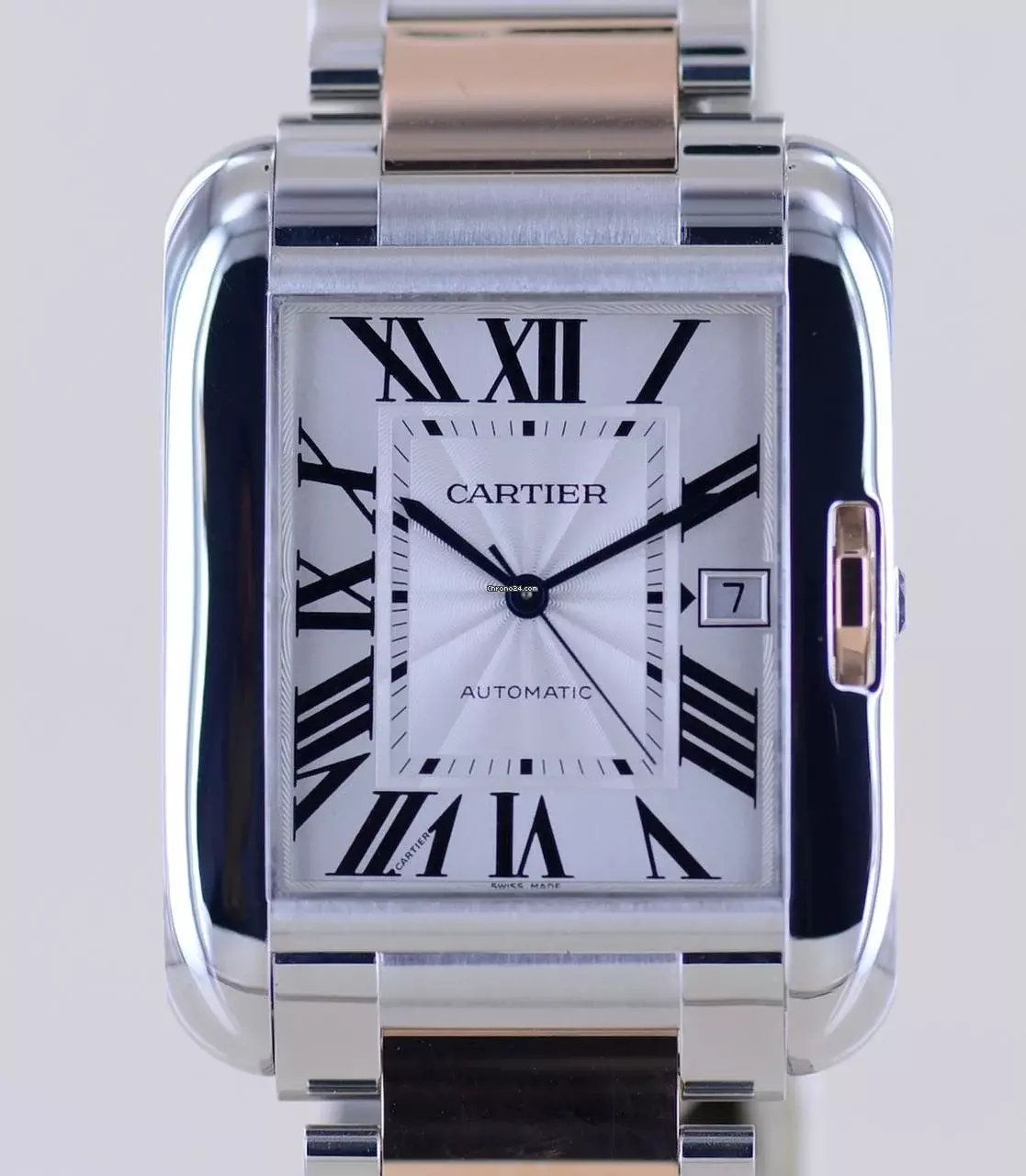 Cartier Tank Anglaise XL Automatic Steel Gold Dresswatch rar roman Dial Date