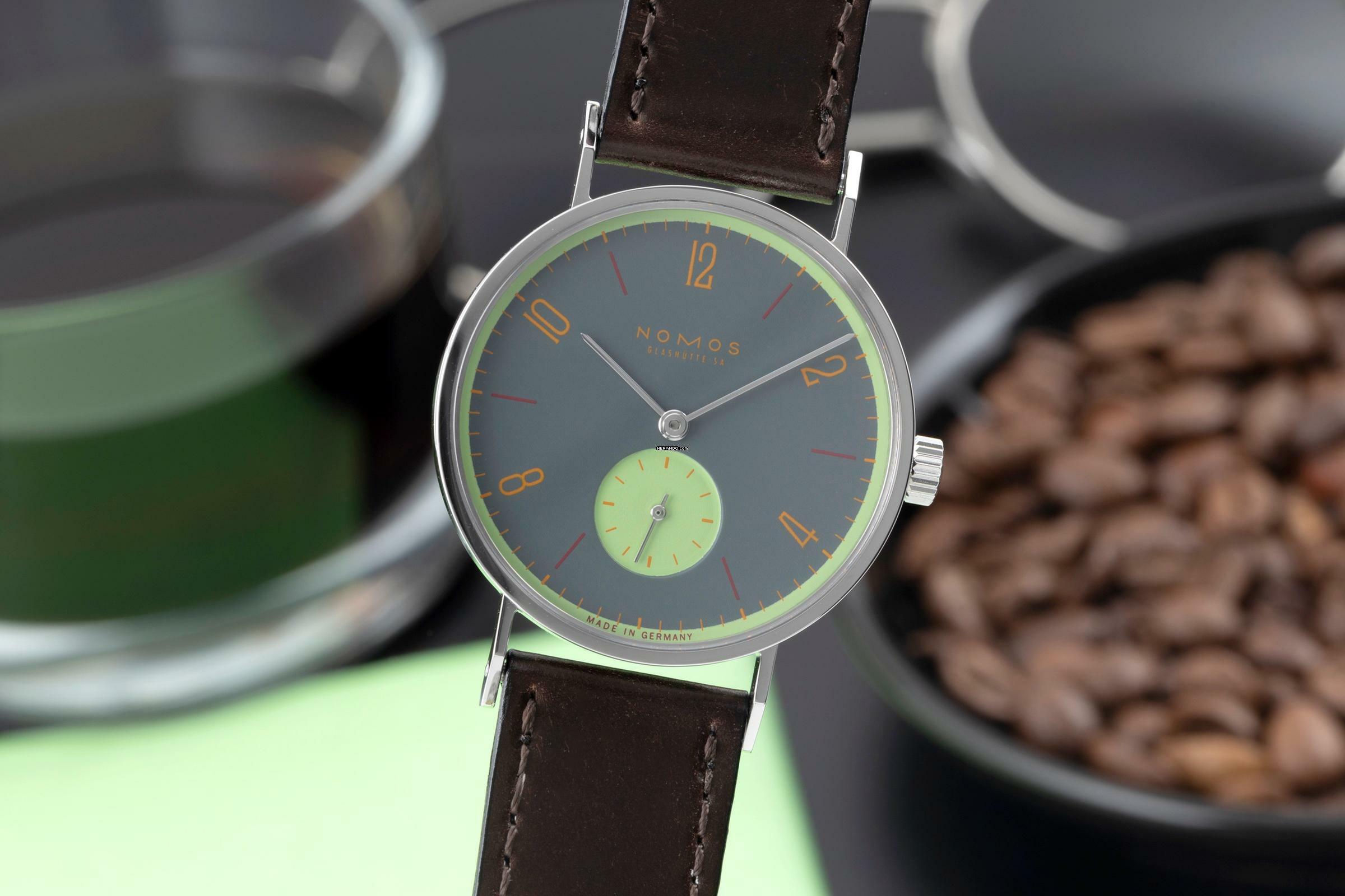  NOMOS Tangente Super 30 Feldmausgrau Stahl Handaufzug Limited B&P 2004 