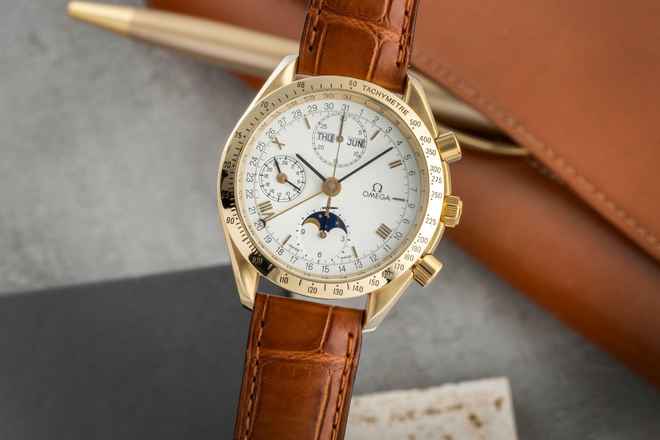  Omega Speedmaster Golden Gate Chronograph 18K Gold Ref. 3131.20 Papiere 